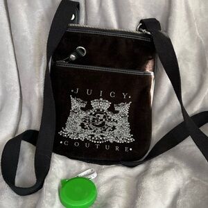 Juicy Couture Brown Velvet Crossbody Bag with Silver Crest